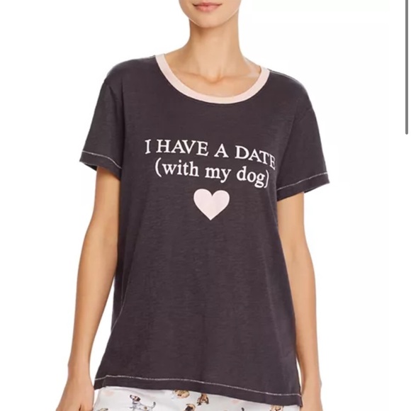 P.J. Salvage Womens I Have A Date with my dog Pajama Sleep T-shirt Grey Size XS - Picture 2 of 13